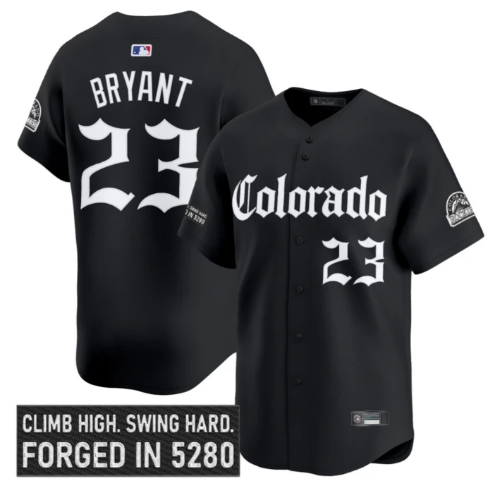 Kris Bryant Jersey #23 Colorado Rockies Gothic Mile High Shadows Edition Black by My Store