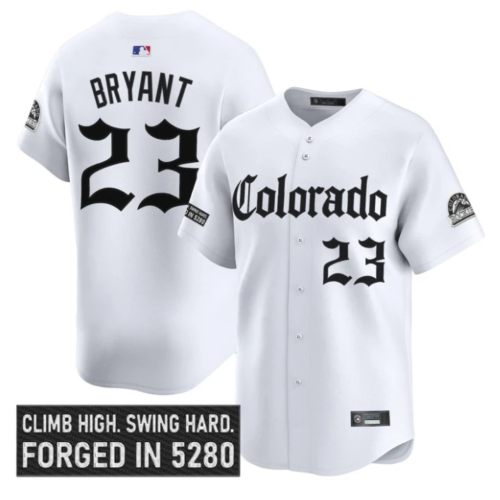 Kris Bryant Jersey #23 Colorado Rockies Gothic Mile High Shadows Edition White by My Store