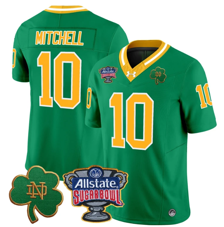 Kris Mitchell Jersey #10 Notre Dame 2024 Sugar Bowl Patch Football Throwback by NCAA Football Jersey