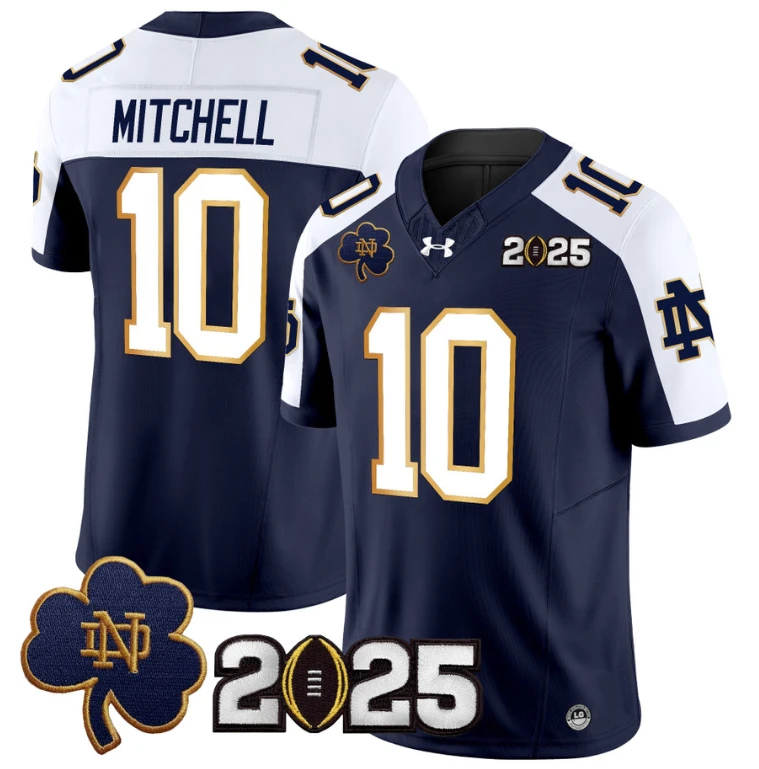 Kris Mitchell Jersey #10 Notre Dame 2025 CFP Final Patch Navy ALternate by NCAA Football Jersey