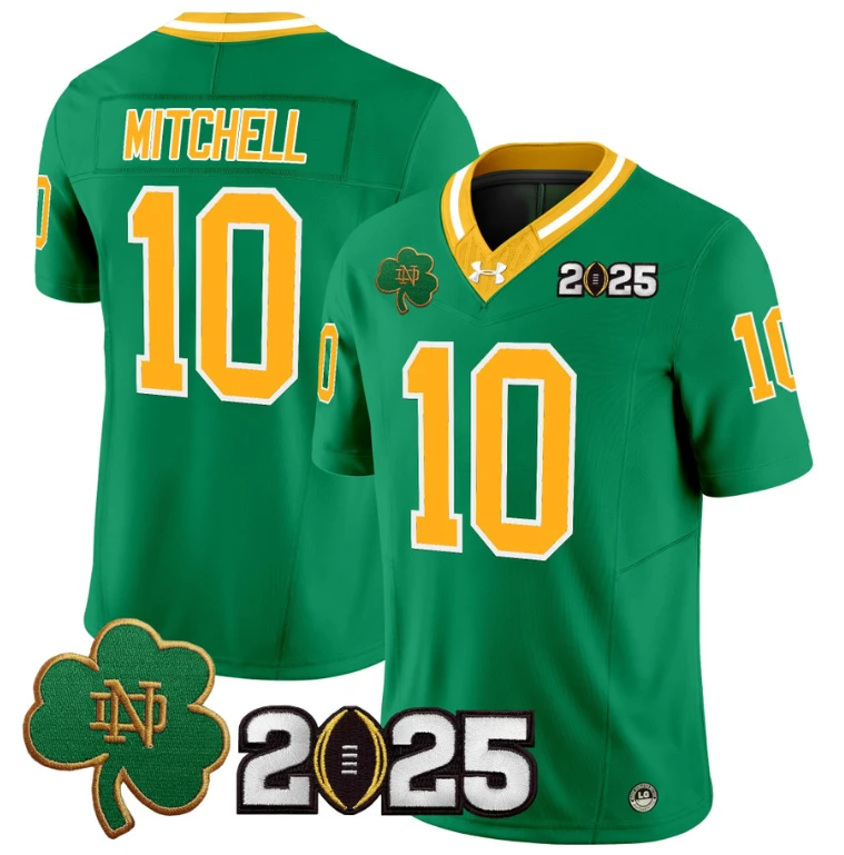 Kris Mitchell Jersey #10 Notre Dame 2025 CFP Final Patch Throwback by NCAA Football Jersey