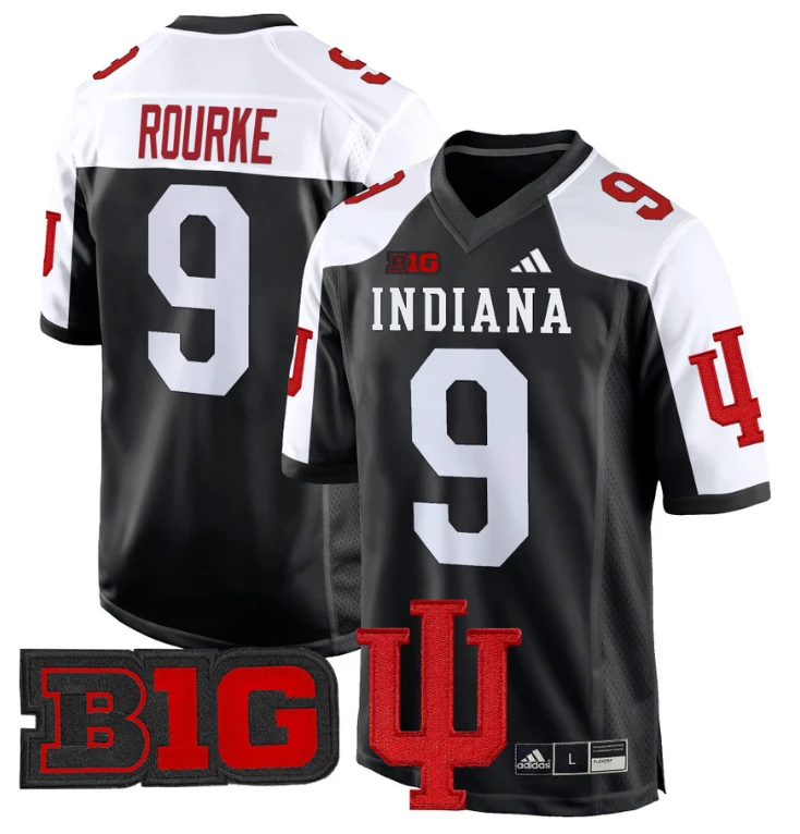 Kurtis Rourke Jersey #9 Indiana Hoosiers 2024 Game V2 Football Black Alternate by My Store