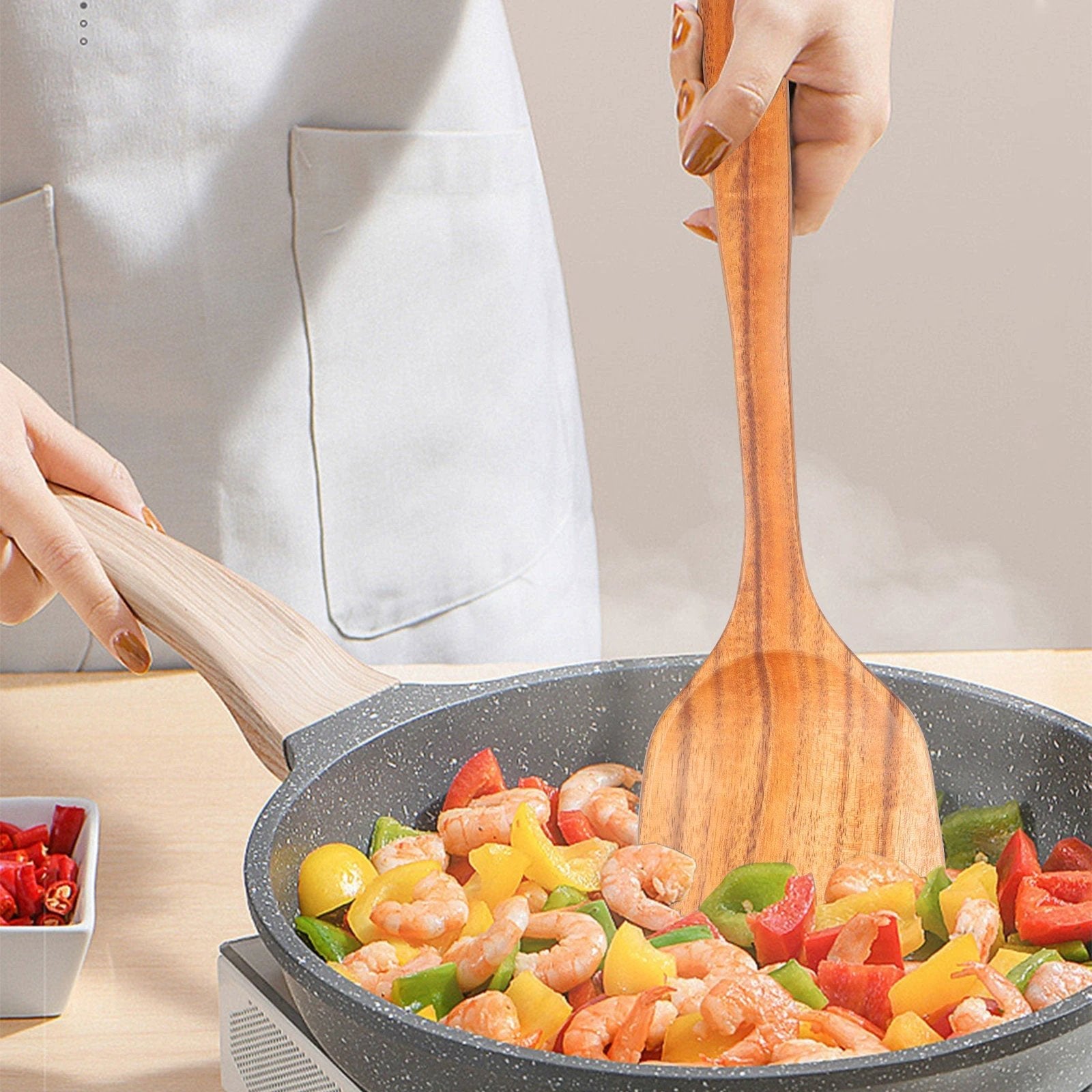 Natural Wood Tableware and Kitchen Tool Set - Non-Scratch & Easy to Clean Bowlift by Bowlift