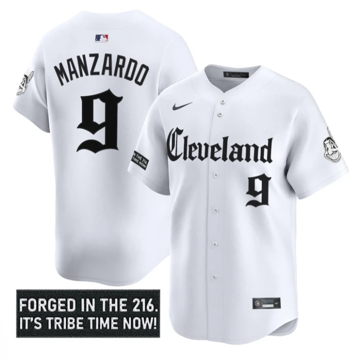 Kyle Manzardo Jersey #9 Cleveland Indians Gothic Iron Edition Stitched White by My Store