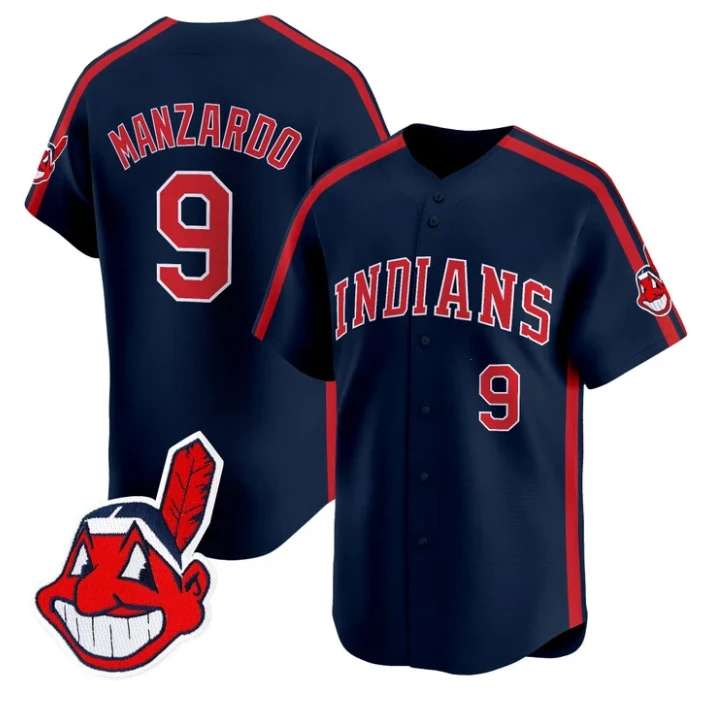 Kyle Manzardo Jersey #9 Cleveland Indians Ricky Wild Thing Vaughn Stitched Navy by My Store
