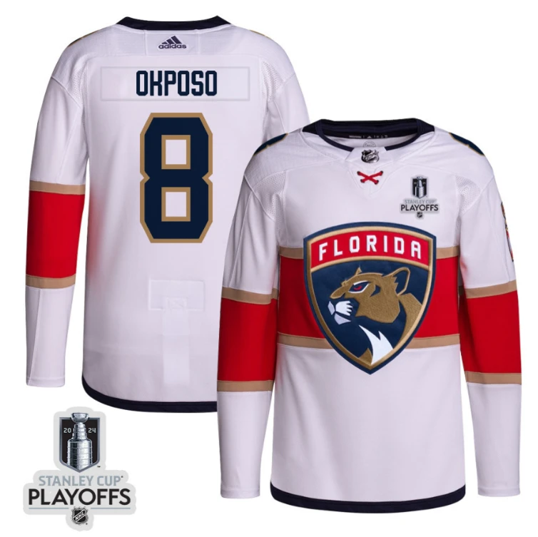 Kyle Okposo 8 Florida Panthers 2024 NHL Playoffs Patch Away Jersey Customized - Men, White by Hockey David