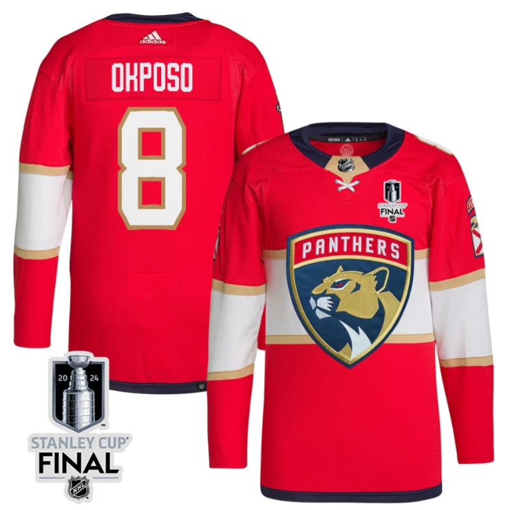 Kyle Okposo 8 Florida Panthers 2024 STANLEY CUP Final Home Breakaway Jersey Men, Red (Copy) by Hockey David