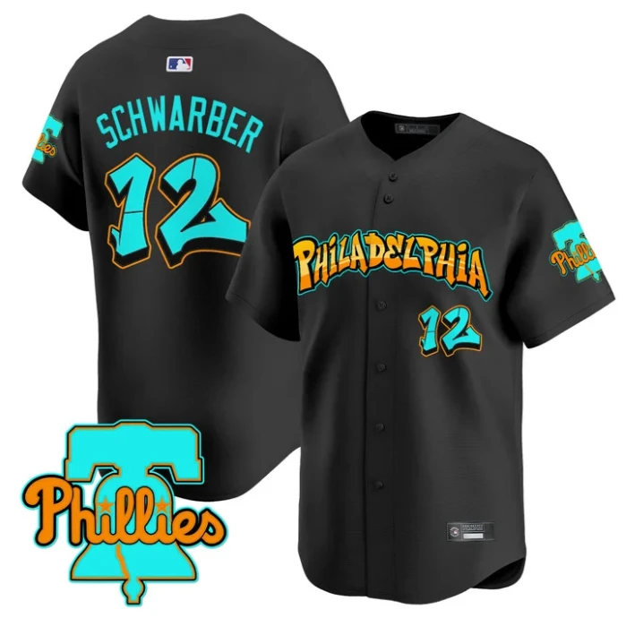 Kyle Schwarber Jersey #12 Philadelphia Phillies Graffiti Broad Street Black by My Store