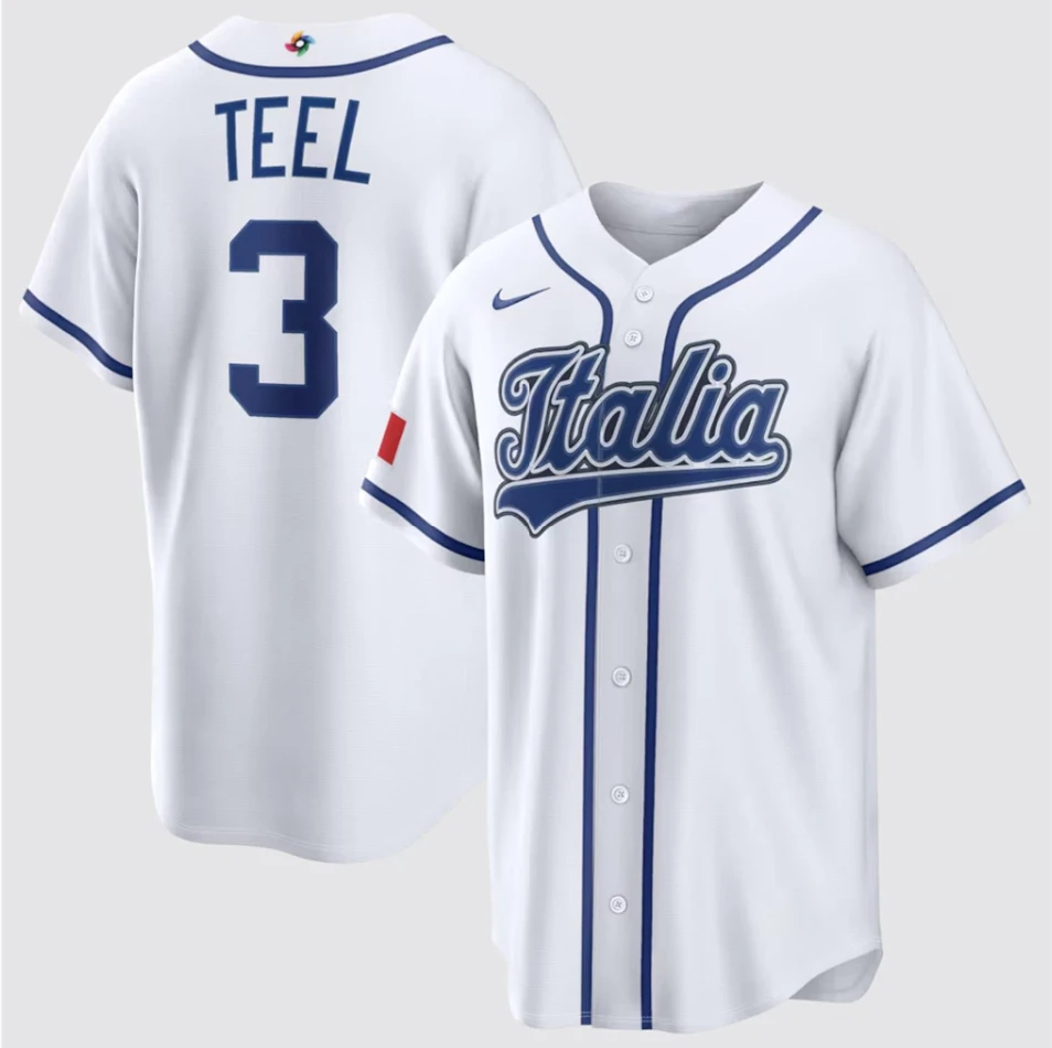 Kyle Teel Jersey #3 Italy Baseball 2026 World Baseball Classic Stitched White by My Store