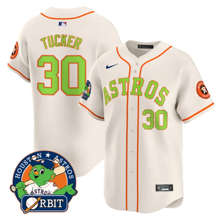 Kyle Tucker Jersey #30 Astros Orbit Patch Vapor Premier Limited V2 Stitched Cream by My Store