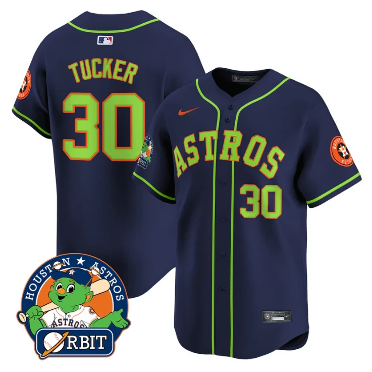Kyle Tucker Jersey #30 Astros Orbit Patch Vapor Premier Limited V2 Stitched Navy by My Store