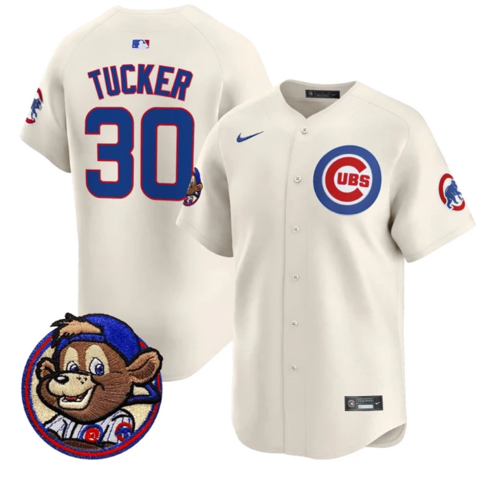 Kyle Tucker Jersey #30 Chicago Cubs Clark Patch Vapor Premier Limited Stitched Cream by My Store