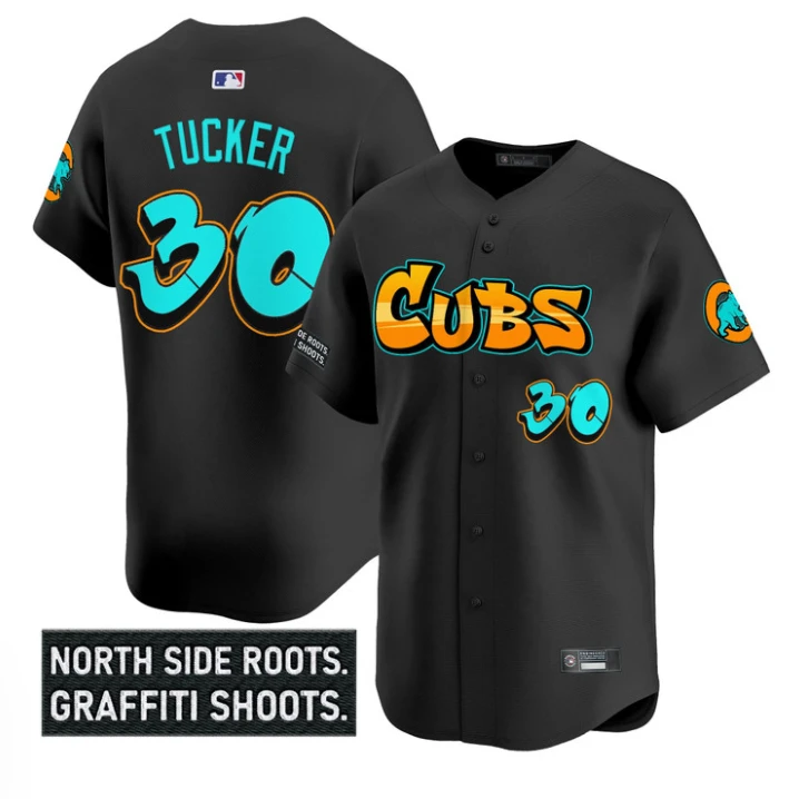 Kyle Tucker Jersey #30 Chicago Cubs Graffiti North Side Edition Stitched Black by My Store