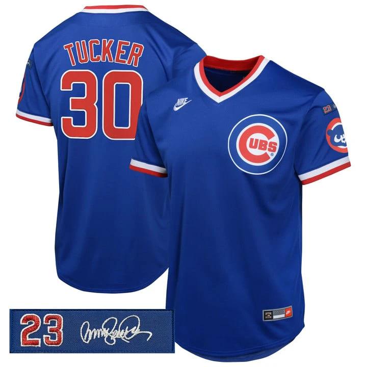 Kyle Tucker Jersey #30 Chicago Cubs Ryne Sandberg Tribute Patch Stitched Royal by Baseball Jerseys 7