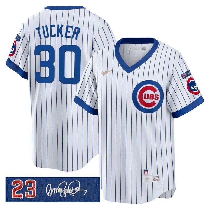 Kyle Tucker Jersey #30 Chicago Cubs Ryne Sandberg Tribute Patch Stitched Stripes by Baseball Jerseys 7