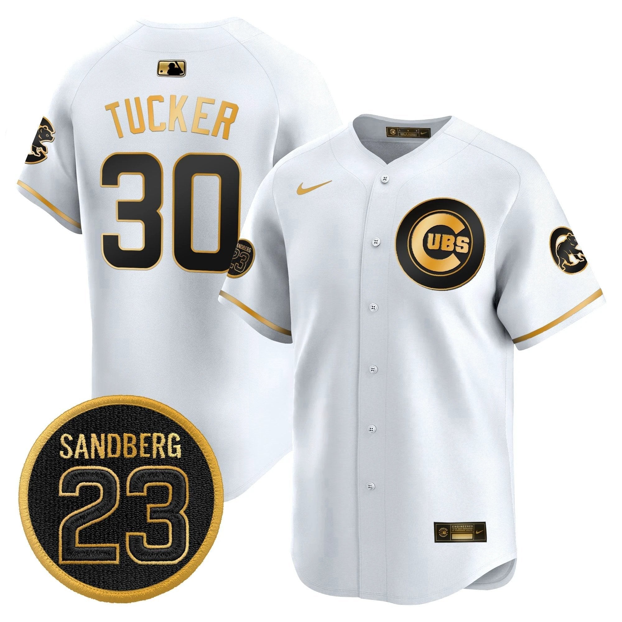 Kyle Tucker Jersey #30 Chicago Cubs Ryne Sandberg Tribute Stitched White Gold by My Store
