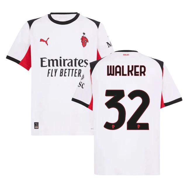 Kyle Walker 32 AC Milan 2025-26 Away Men Jersey – White by Soccer Jersey