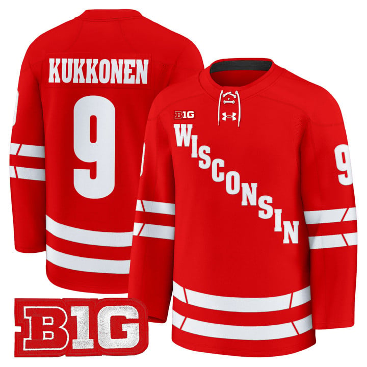 Kyle Kukkonen Jersey #9 Wisconsin Badgers 2025-26 Premium Stitched by Hockey David