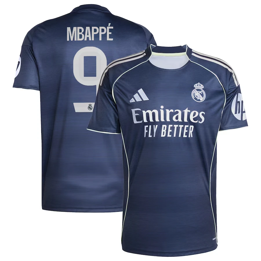 Kylian Mbappe 9 Real Madrid 2025-26 Away Jersey – Blue by Soccer Jersey