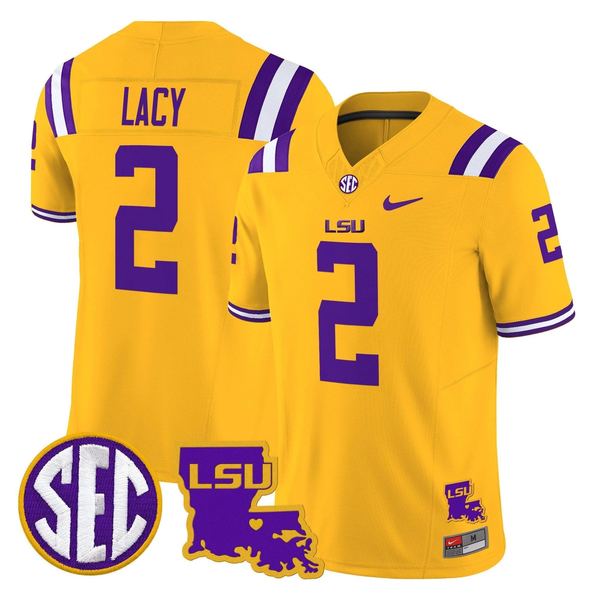 Kyren Lacy Jersey #2 LSU Tigers 2025 Louisiana Patch Stitched Gold by My Store