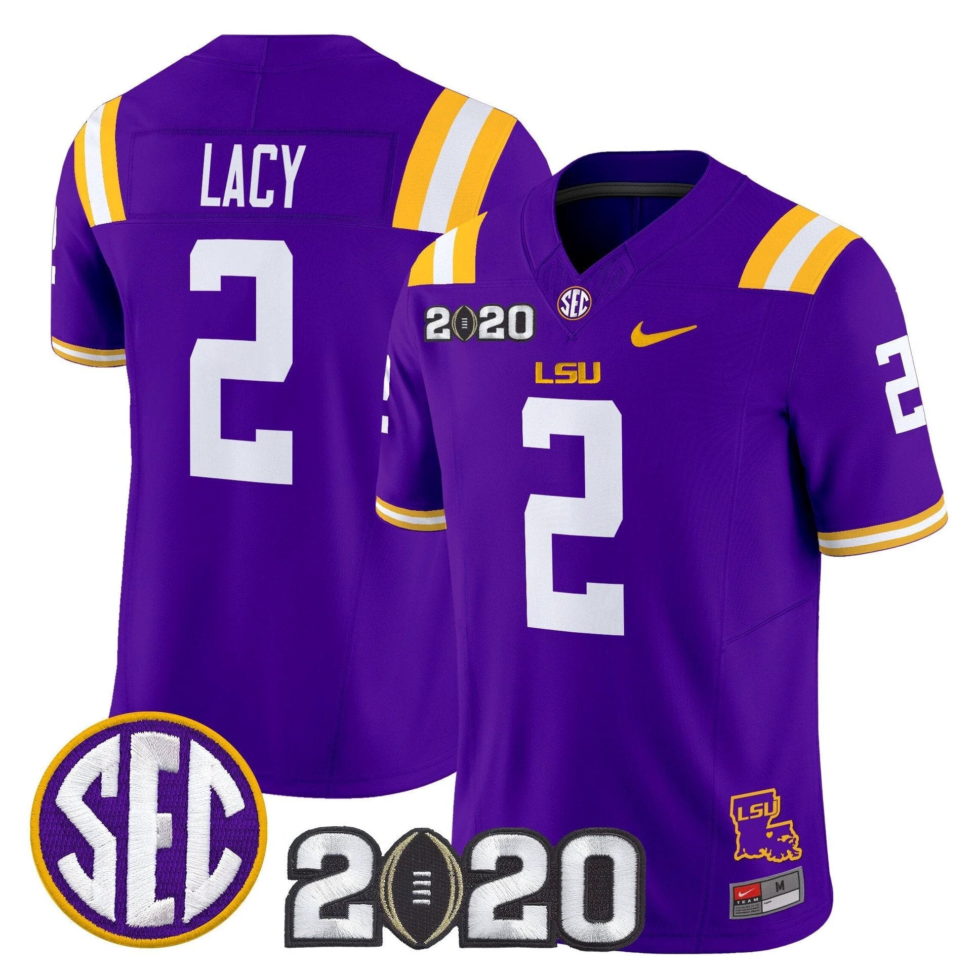 Kyren Lacy Jersey #2 LSU Tigers 2020 National Champions Stitched by My Store NCAA Football Jerseys