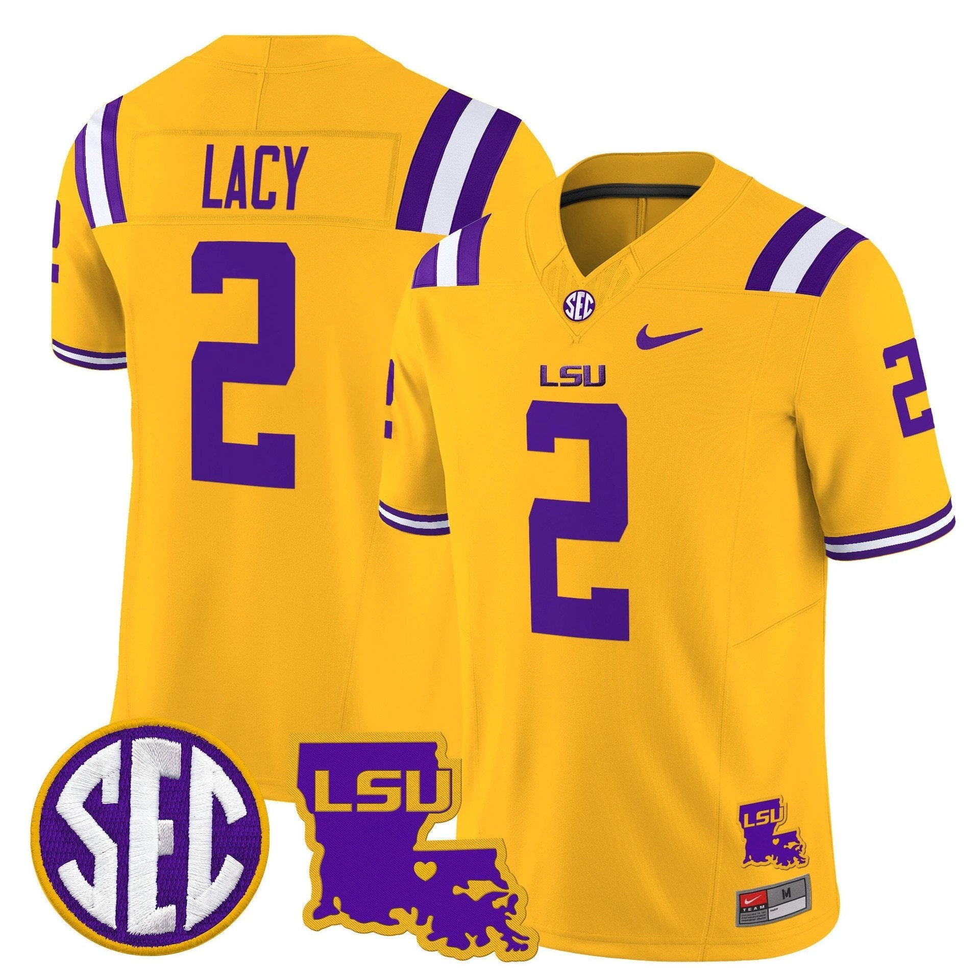 Kyren Lacy Jersey #2 LSU Tigers 2025 Louisiana Patch Stitched by My Store NCAA Football Jerseys