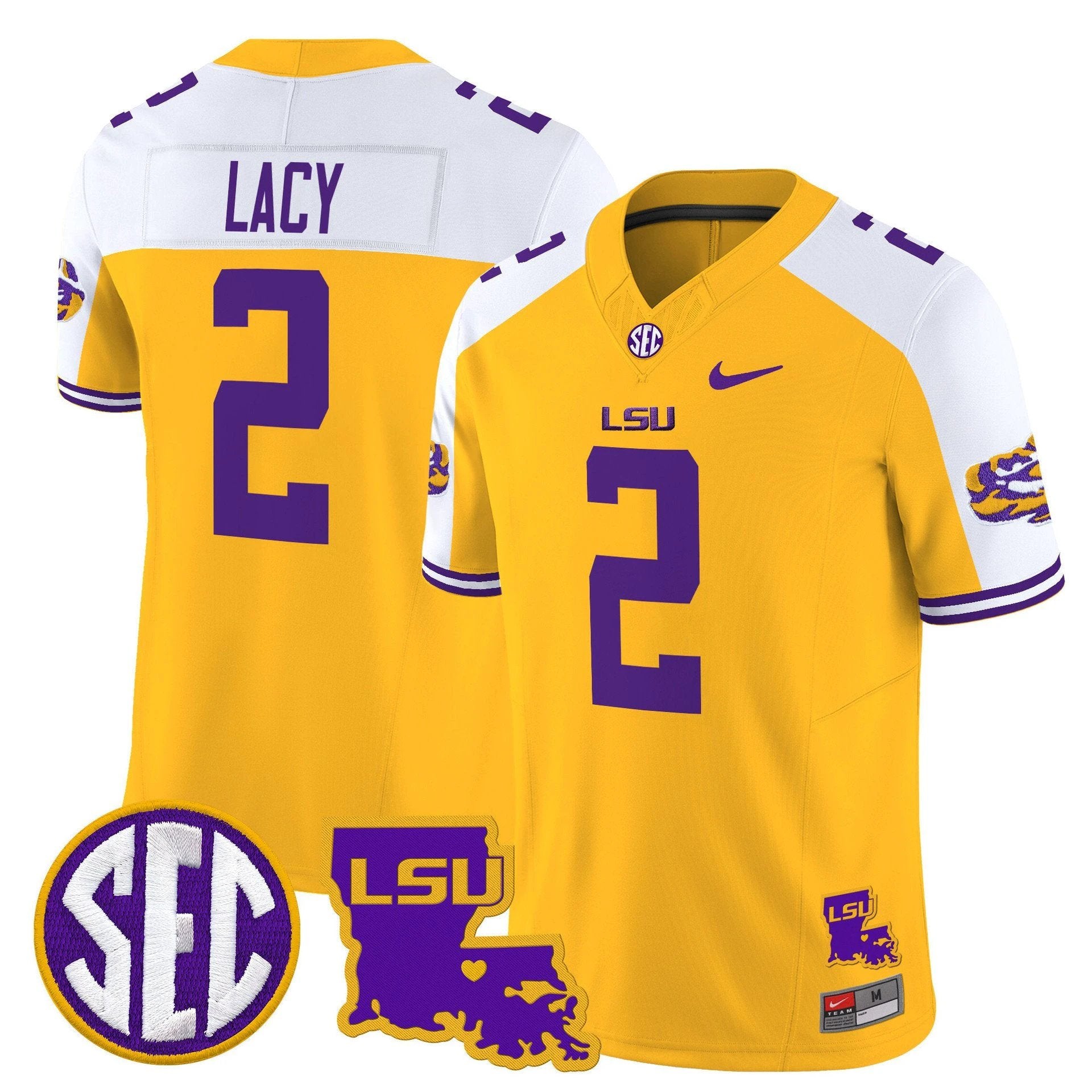 Kyren Lacy Jersey #2 LSU Tigers 2025 Louisiana Patch Stitched by My Store NCAA Football Jerseys