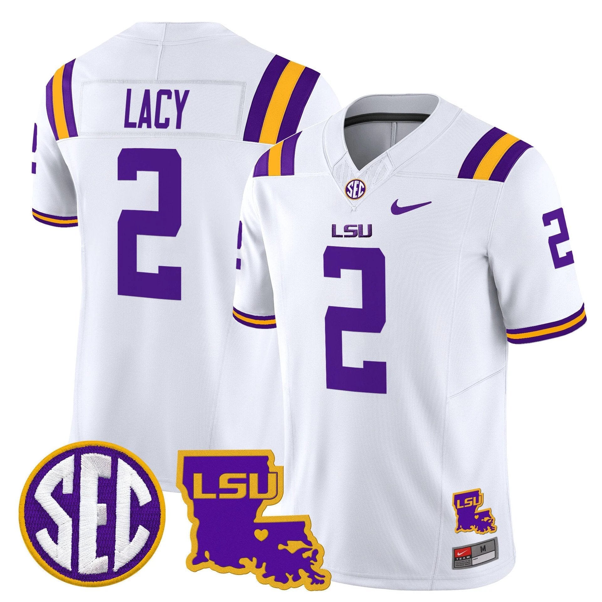 Kyren Lacy Jersey #2 LSU Tigers 2025 Louisiana Patch Stitched by My Store NCAA Football Jerseys
