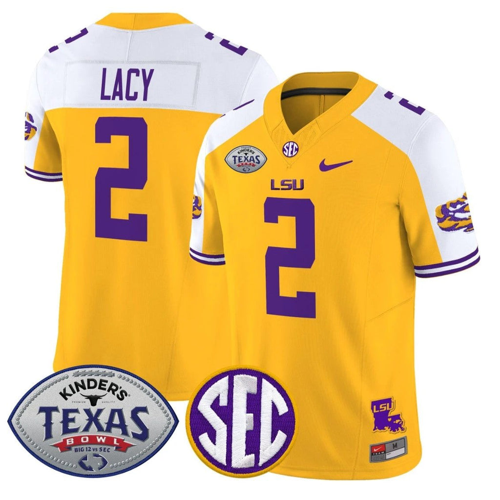 Kyren Lacy Jersey #2 LSU Tigers 2025 Texas Bowl Vapor Limited Stitched by My Store NCAA Football Jerseys