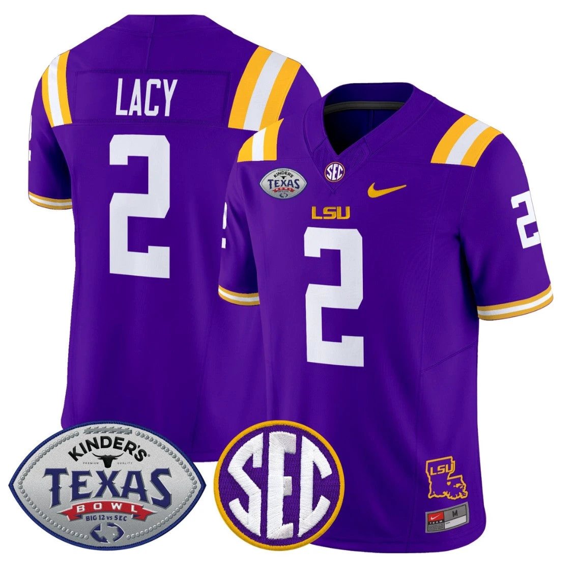 Kyren Lacy Jersey #2 LSU Tigers 2025 Texas Bowl Vapor Limited Stitched by My Store NCAA Football Jerseys