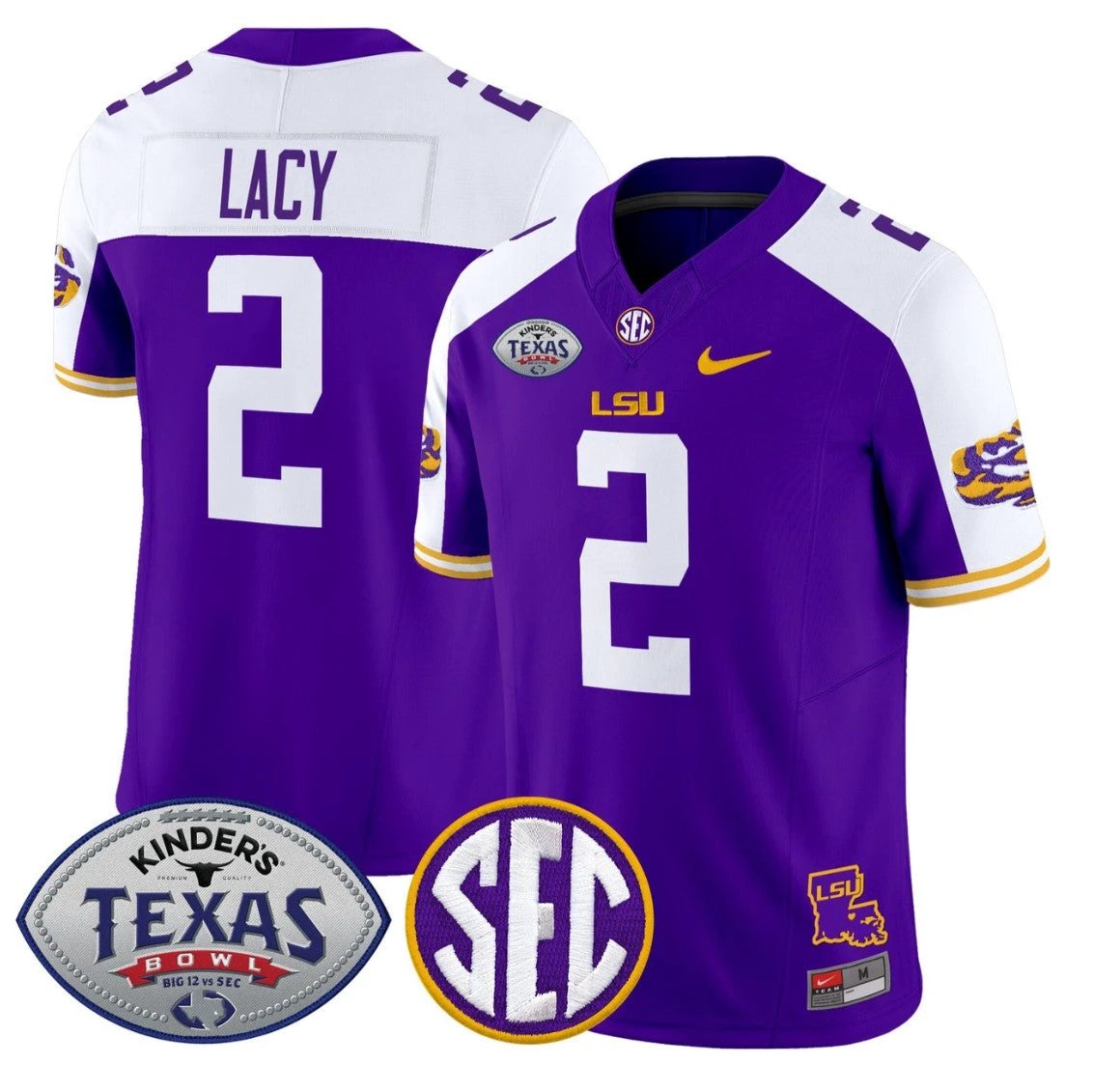 Kyren Lacy Jersey #2 LSU Tigers 2025 Texas Bowl Vapor Limited Stitched by My Store NCAA Football Jerseys