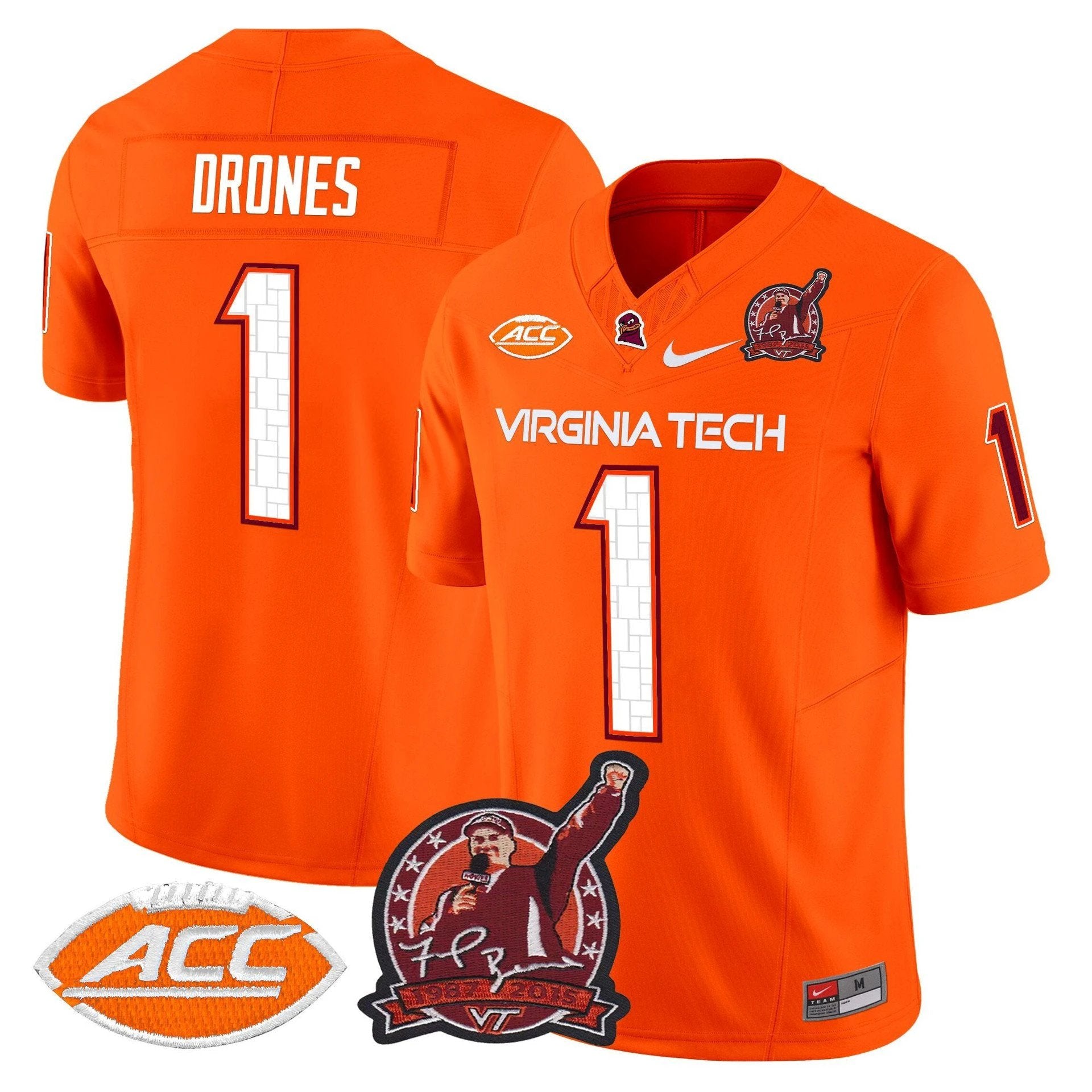 Kyron Drones Jersey #1 Virginia Tech Hokies Coach Frank Beamer 2025 by My Store NCAA Football Jerseys