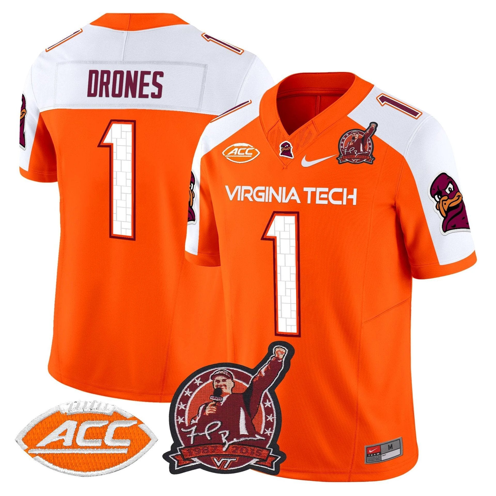 Kyron Drones Jersey #1 Virginia Tech Hokies Coach Frank Beamer 2025 by My Store NCAA Football Jerseys