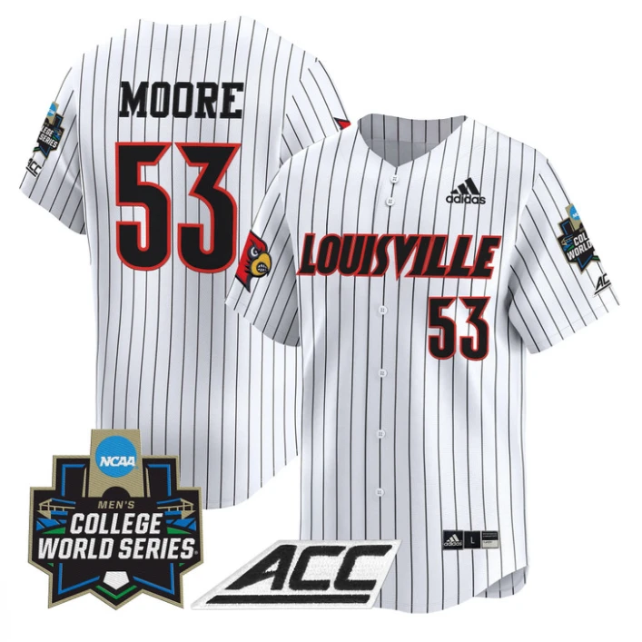 Lucas Moore Jersey #53 Louisville Cardinals 2025 World Series Stitched Pinstripe by My Store