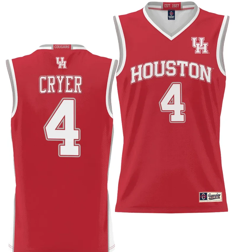 LJ Cryer Jersey #4 Houston Cougars NIL College Basketball Lightweight Red by My store basketball