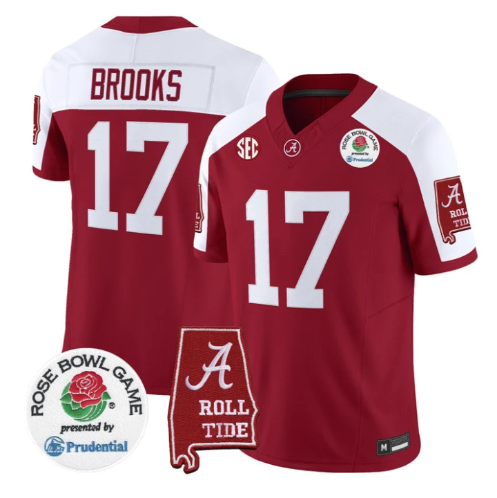 Lotzeir Brooks Jersey #17 Alabama Crimson Tide 2026 Rose Bowl Stitched by My Store NCAA Football Jerseys