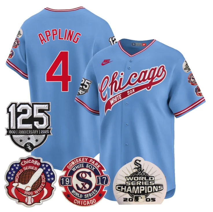 Luke Appling Jersey #4 Chicago White Sox 125th Anniversary World Series Champions City Connect by My Store
