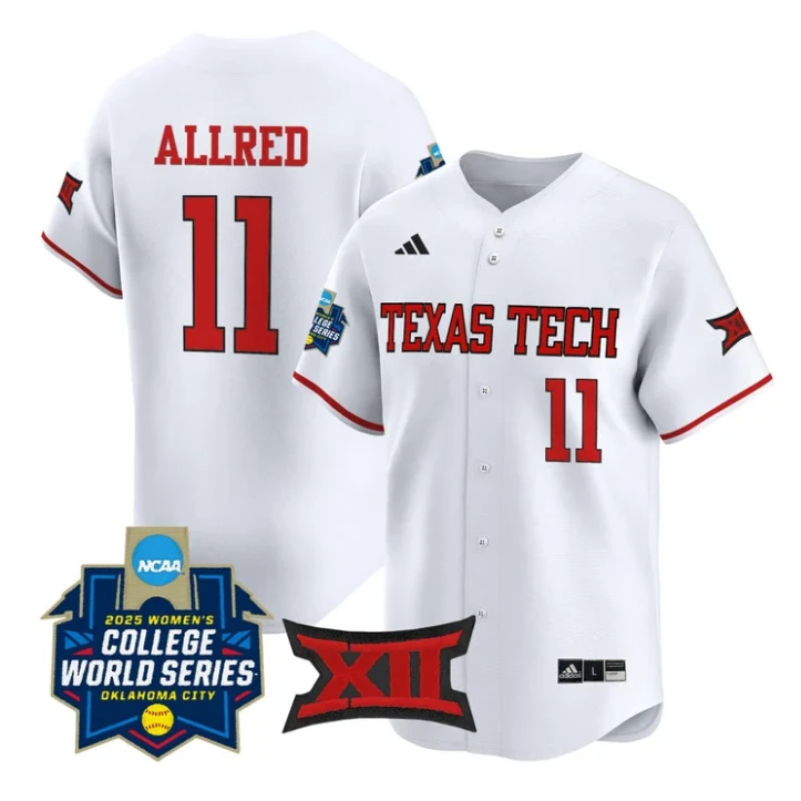 Lauren Allred Jersey #11 Texas Tech Red Raiders Softball 2025 World Series Stitched White by My Store