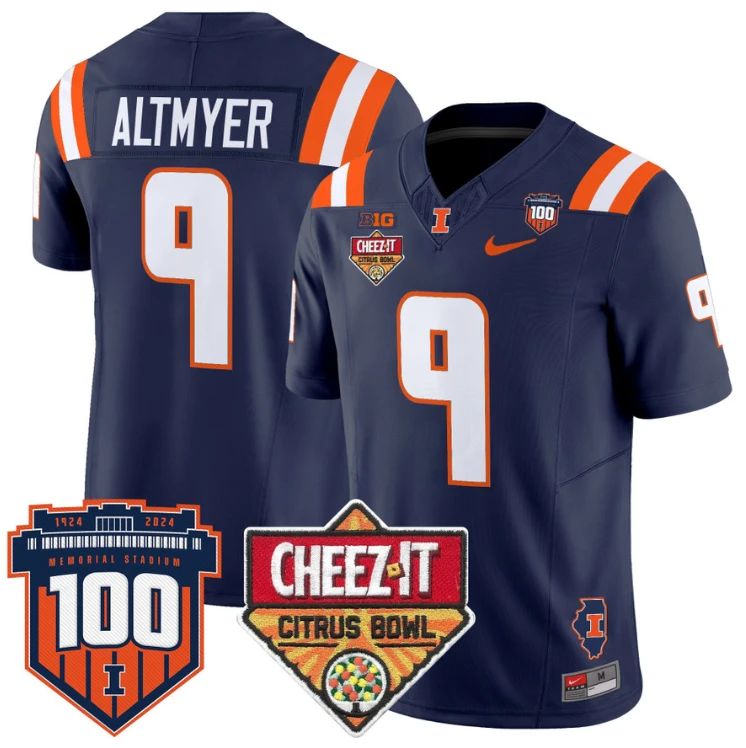Luke Altmyer Jersey #9 Illinois Fighting 2025 Cheez-It Citrus Bowl Navy by My Store
