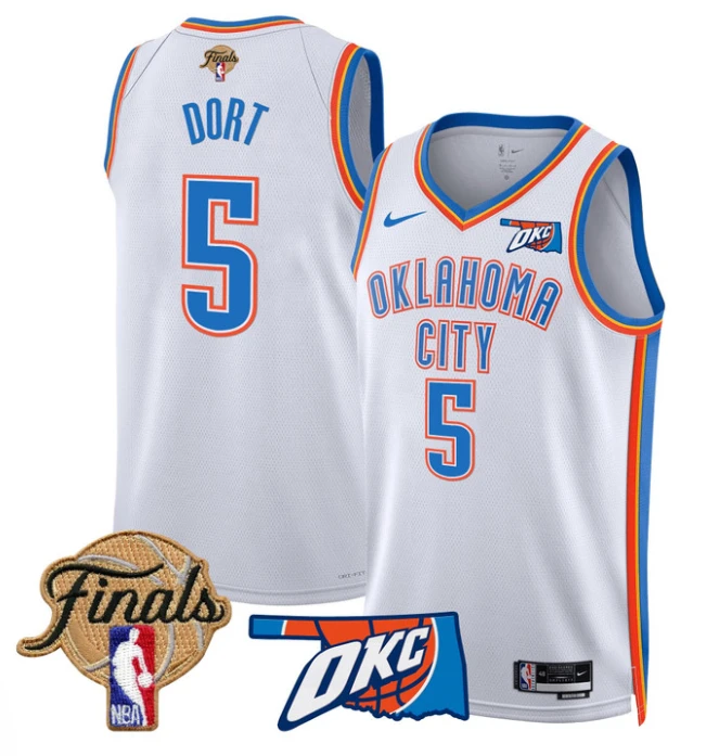 Luguentz Dort Jersey # 5 Oklahoma City Thunder 2025 Finals Swingman Stitched Association by My store basketball