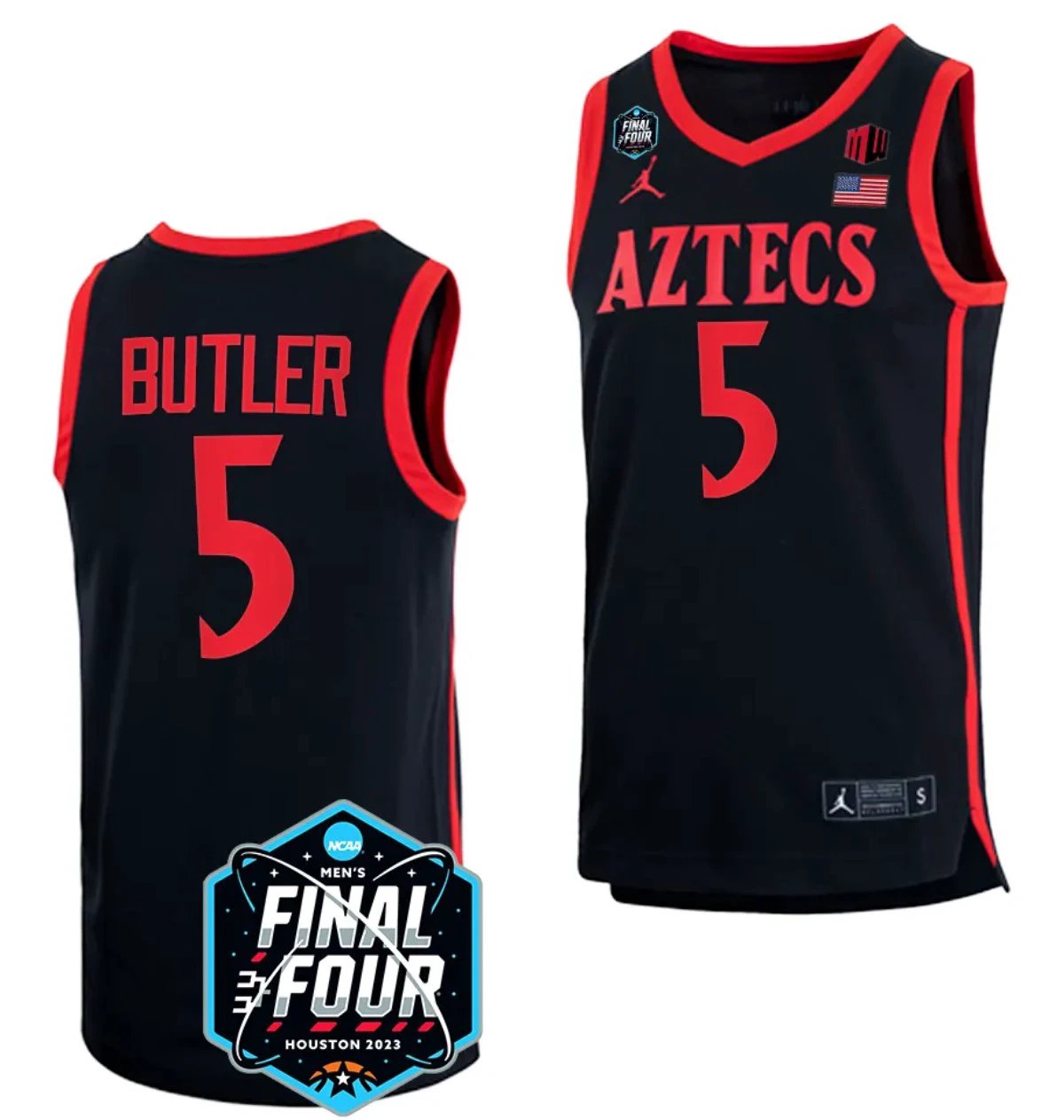 Lamont Butler Jersey San Diego State Aztecs 2023 NCAA National Championship March Madness Black #5 by My store basketball
