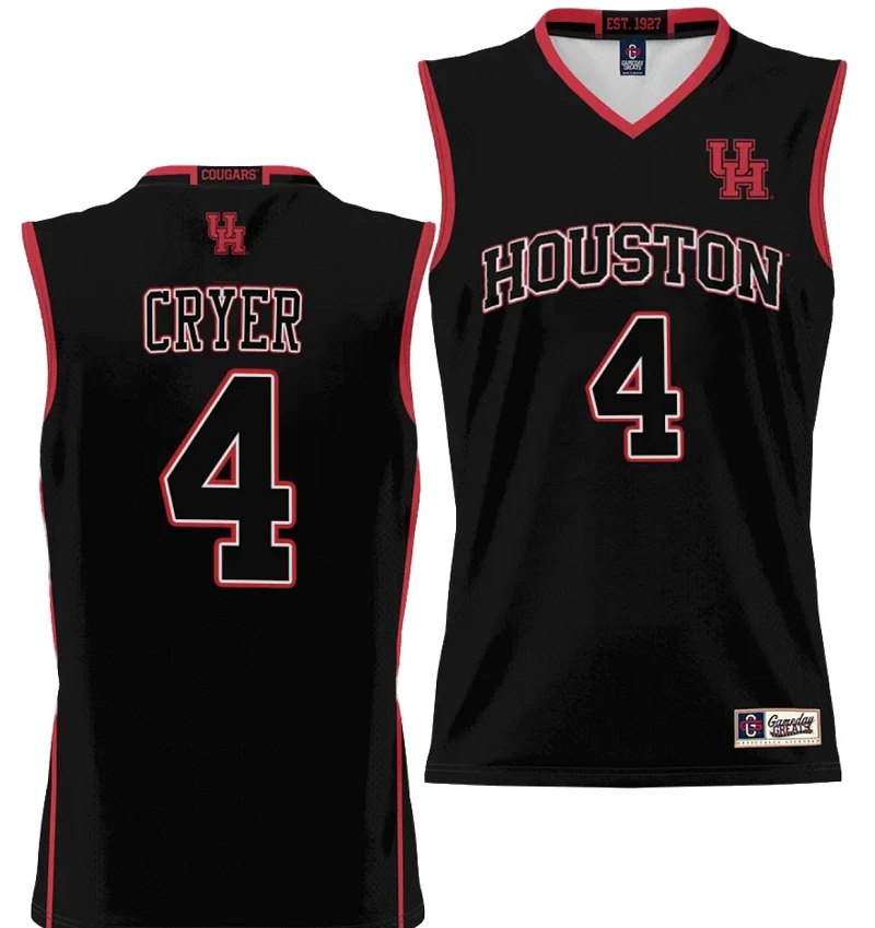 LJ Cryer Jersey #4 Houston Cougars NIL College Basketball Lightweight Black by My store basketball