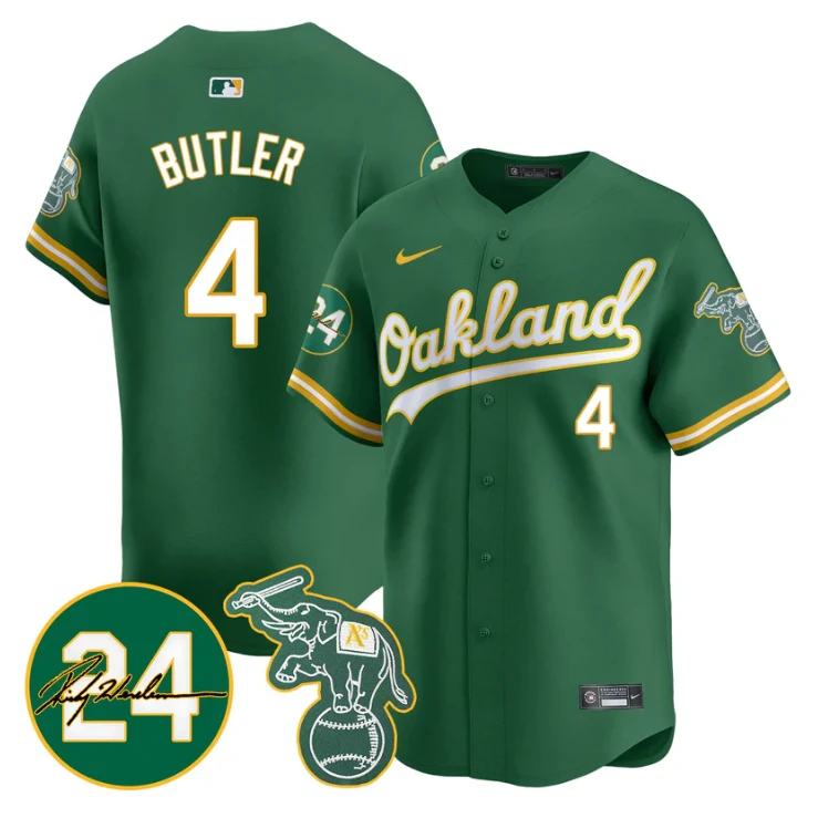 Lawrence Butler Jersey #4 Oakland Athletics 2025 Rickey Henderson Memorial Stitched Green by My Store