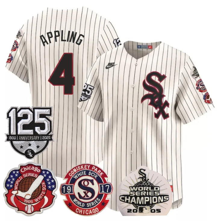Luke Appling Jersey #4 Chicago White Sox 125th Anniversary World Series Champions Cream by My Store
