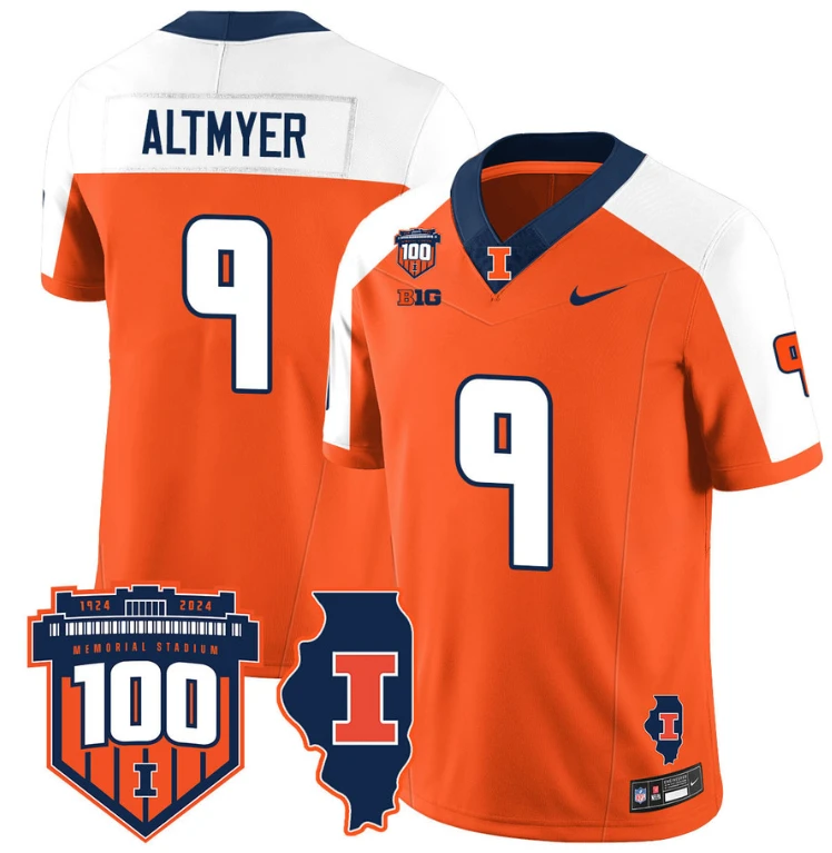 Luke Altmyer Jersey #9 Illinois Fighting Vapor Limited College Football Stitched Orange Alternate by My Store