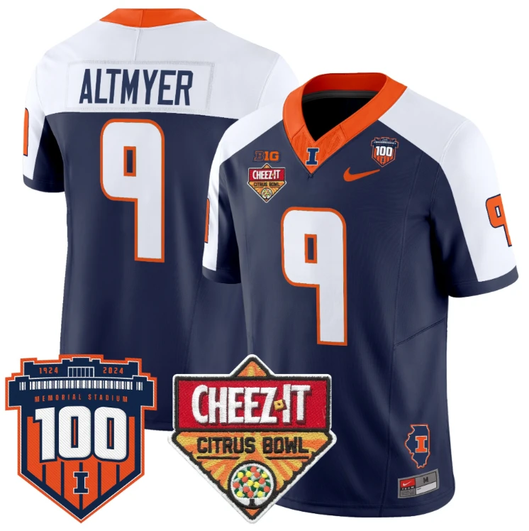 Luke Altmyer Jersey #9 Illinois Fighting 2025 Cheez-It Citrus Bowl Navy Alternate by My Store