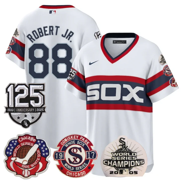 Luis Robert Jr Jersey #88 Chicago White Sox 125th Anniversary World Series Champions White 1983 by My Store