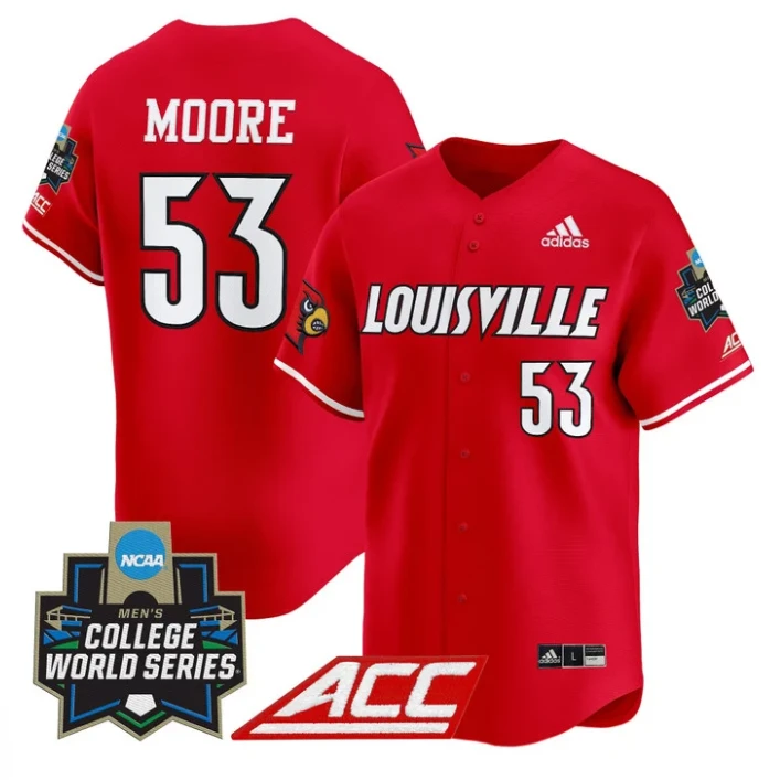 Lucas Moore Jersey #53 Louisville Cardinals 2025 World Series Stitched Red by My Store