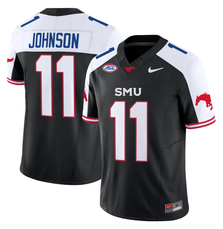 LJ Johnson Jr Jersey #11 SMU Mustangs Icy College Football Vapor Limited Black Alternate by My Store