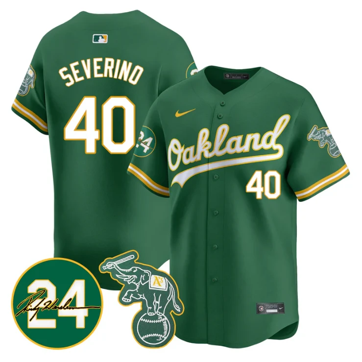 Luis Severino Jersey #40 Oakland Athletics 2025 Rickey Henderson Memorial Stitched Green by My Store